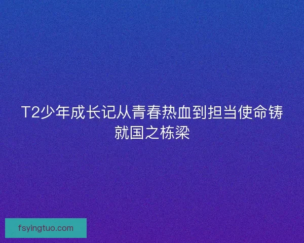 T2少年成长记从青春热血到担当使命铸就国之栋梁