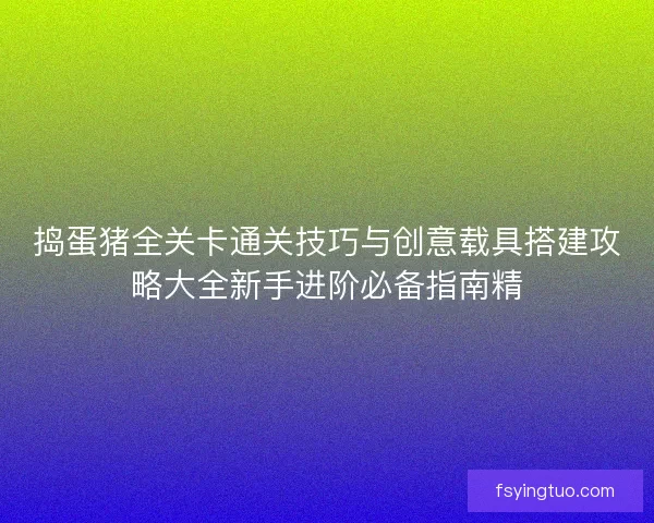 捣蛋猪全关卡通关技巧与创意载具搭建攻略大全新手进阶必备指南精