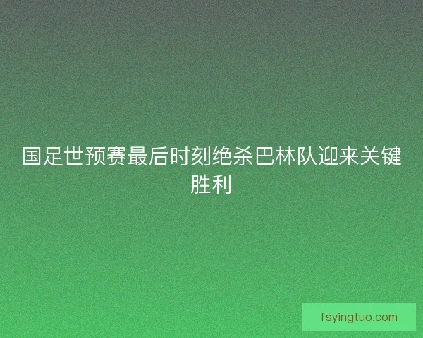 国足世预赛最后时刻绝杀巴林队迎来关键胜利