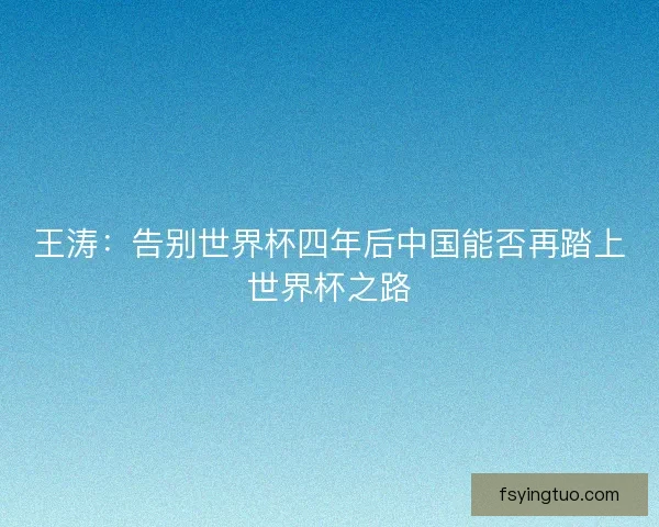 王涛：告别世界杯四年后中国能否再踏上世界杯之路