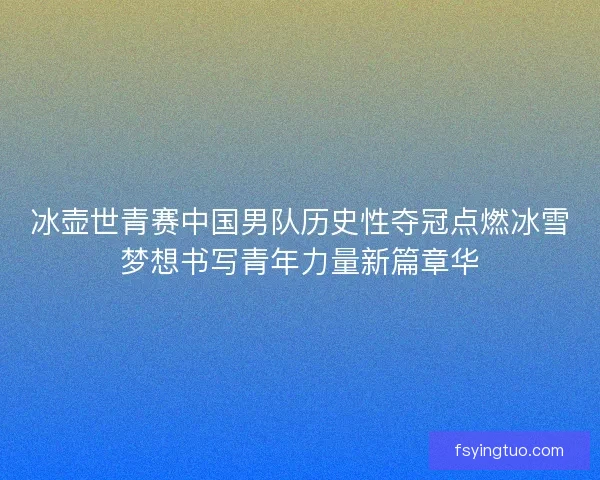 冰壶世青赛中国男队历史性夺冠点燃冰雪梦想书写青年力量新篇章华