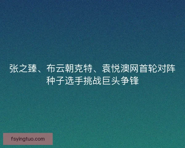 张之臻、布云朝克特、袁悦澳网首轮对阵种子选手挑战巨头争锋