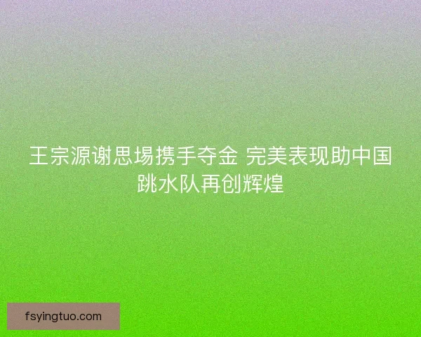 王宗源谢思埸携手夺金 完美表现助中国跳水队再创辉煌